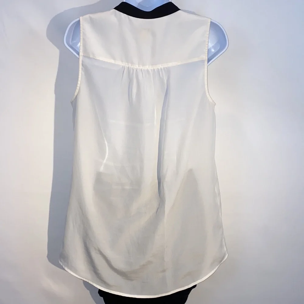 J. Crew sleeveless oversized button down blouse in white with black trim size 6 - Picture 8 of 11